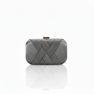 grey satin clutch