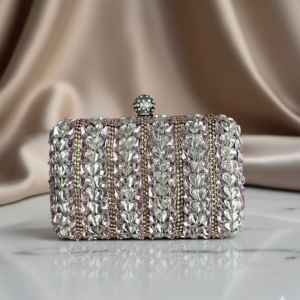Vertical Shimmer Embellished Clutch