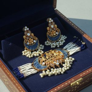 blue crushed choker set